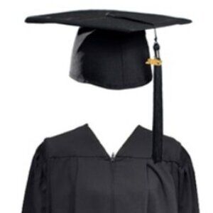 Bachelor’s, Masters, or Doctorate Adult Graduation Gown and Cap - Black